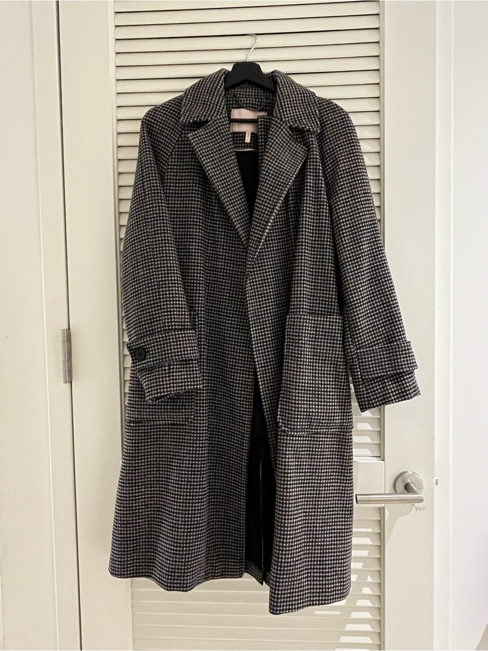 BCBG Classic Houndstooth Long Overcoat